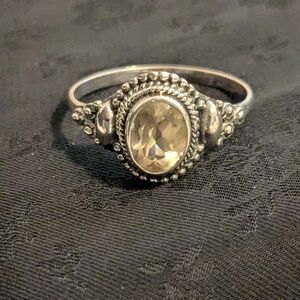 New 925 Sterling Silver Citrine Ring Size 10